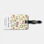 Cute Beach Scene Pattern Bagagelabel (Achterkant horizontaal)