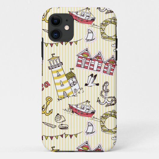 Cute Beach Scene Pattern Case-Mate iPhone Case (Achterkant)