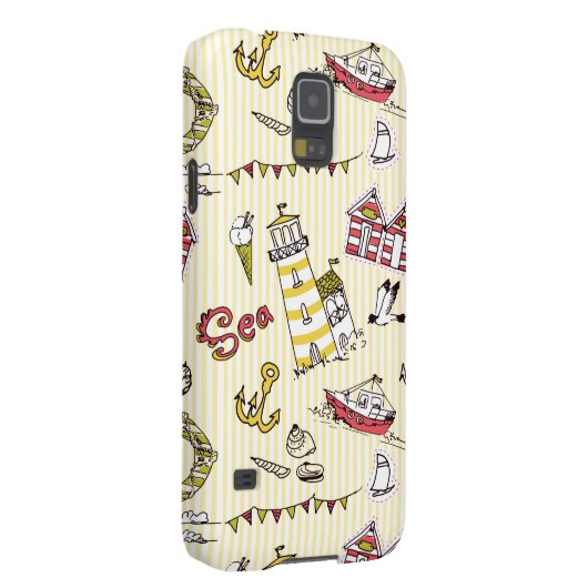 Cute Beach Scene Pattern Case-Mate Samsung Galaxy Hoesje (Back/Rechts)
