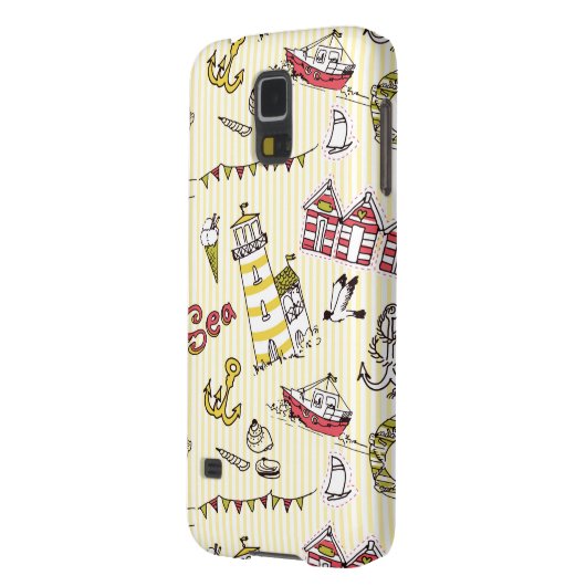 Cute Beach Scene Pattern Case-Mate Samsung Galaxy Hoesje (Achterkant Links)