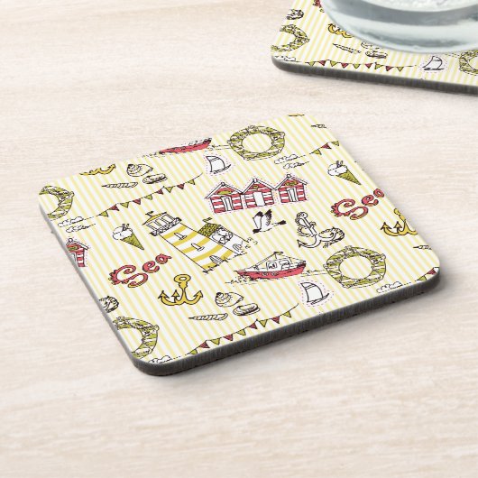 Cute Beach Scene Pattern Drankjes Onderzetter (Linkerzijde)