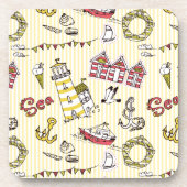Cute Beach Scene Pattern Drankjes Onderzetter (Voorkant)