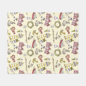 Cute Beach Scene Pattern Fleece Deken (Voorkant (Horizontaal))