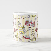 Cute Beach Scene Pattern Grote Koffiekop (Voorkant)