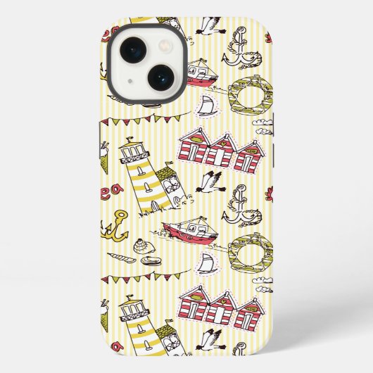 Cute Beach Scene Pattern iPhone Hoesje (Achterkant)