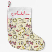 Cute Beach Scene Pattern | Jouw namen toevoegen Kleine Kerstsok (Voorkant)