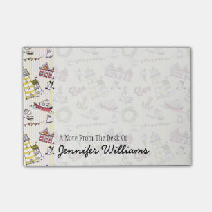 Cute Beach Scene Pattern Jouw namen toevoegen Post-it® Notes