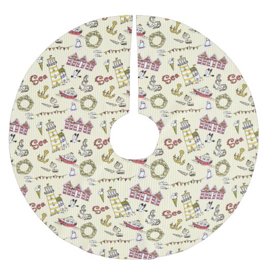 Cute Beach Scene Pattern Kerstboom Rok (Voorkant)