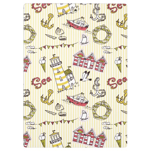 Cute Beach Scene Pattern Klembord (Achterkant)