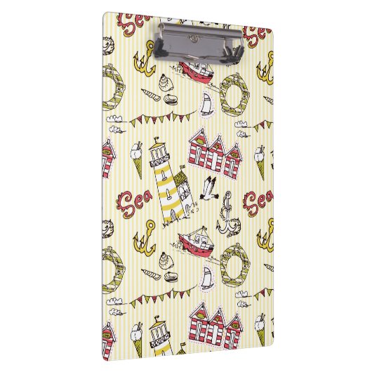 Cute Beach Scene Pattern Klembord (Rechts)
