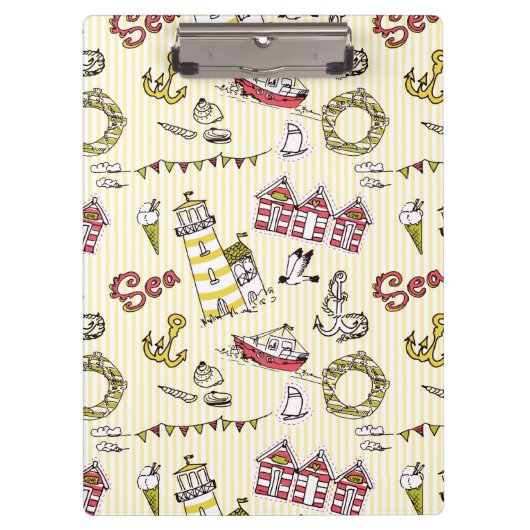 Cute Beach Scene Pattern Klembord (Voorkant)