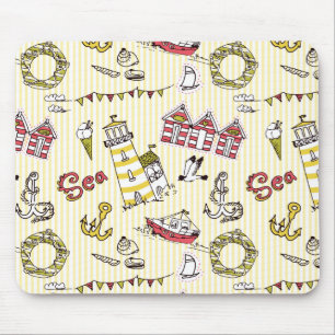 Cute Beach Scene Pattern Muismat