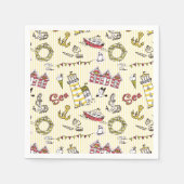 Cute Beach Scene Pattern Servet (Voorkant)