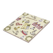 Cute Beach Scene Pattern Tegeltje (Zijkant)