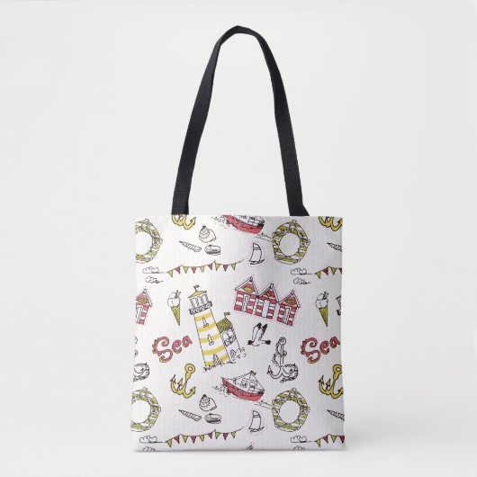Cute Beach Scene Pattern Tote Bag (Voorkant)