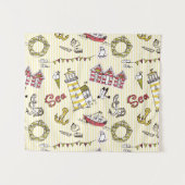 Cute Beach Scene Pattern Wandkleed (Voorkant (horizontaal))