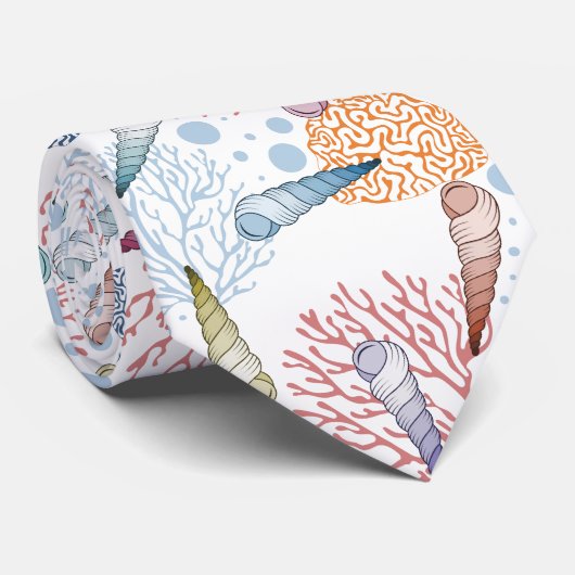 Cute Beach seashell koral Patroon stropdas (Opgerold)