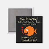 Cute Beach Thleding Wedding Save the Date Magneet (Voorkant / Achterkant)