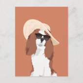 Cute Beach Vacation Cavalier King Charles Spaniel Briefkaart (Voorkant)