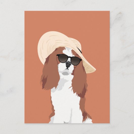 Cute Beach Vacation Cavalier King Charles Spaniel Briefkaart (Voorkant)