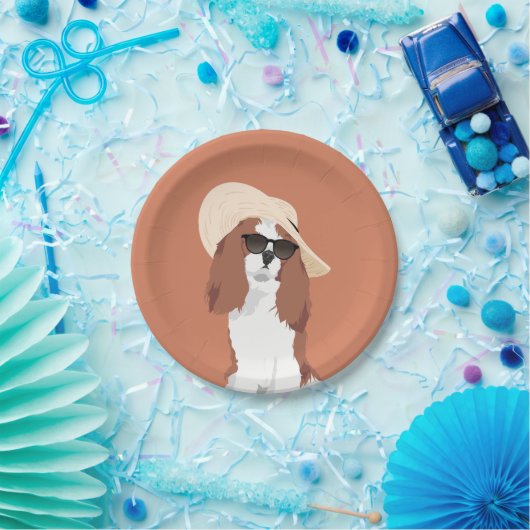 Cute Beach Vacation Cavalier King Charles Spaniel Papieren Bordje (Feest)