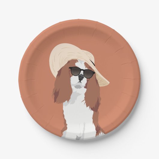 Cute Beach Vacation Cavalier King Charles Spaniel Papieren Bordje (Voorkant)