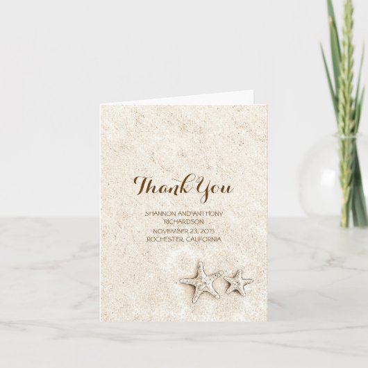 cute beach wedding thank you cards bedankkaart (Voorkant)