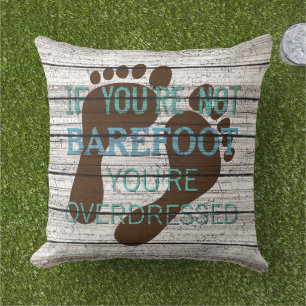 Cute Beachy Seaside Summer Barefoot Quote Art Buitenkussen