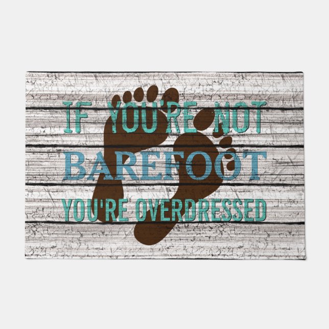 Cute Beachy Seaside Summer Barefoot Quote Art Deurmat (Voorkant)