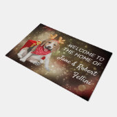 Cute Beagle antlers red box festive custom Deurmat (Schuin)