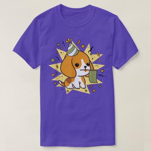 Cute Beagle Birthday Celebration Dog Owner Pe T-shirt (Design voorkant)