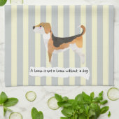 Cute Beagle blue en crème striped Theedoek (Gevouwen)