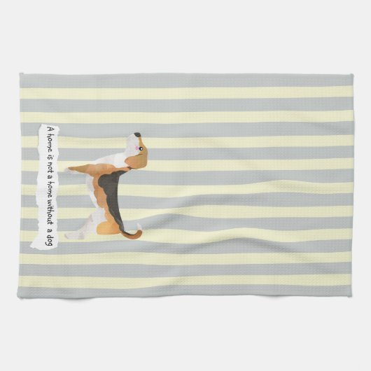 Cute Beagle blue en crème striped Theedoek (Horizontaal)