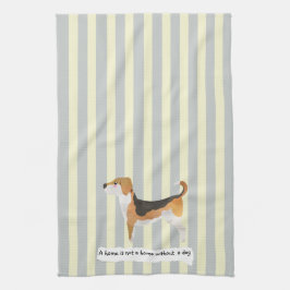 Cute Beagle blue en crème striped Theedoek