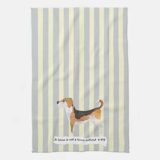 Cute Beagle blue en crème striped Theedoek (Verticaal)