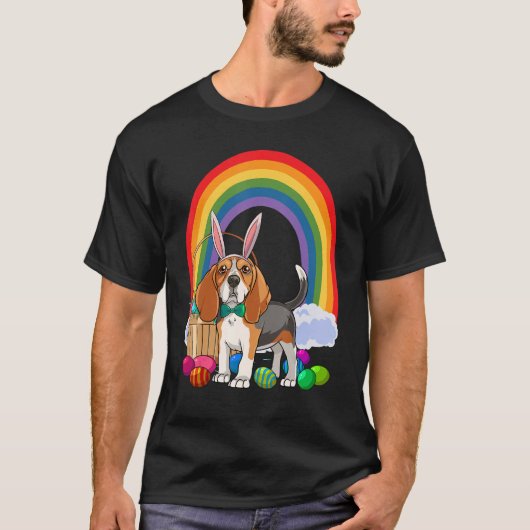 Cute Beagle Bunny Dog Happy Easter Eggs T-shirt (Voorkant)