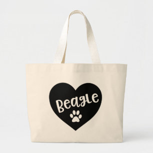 Cute Beagle Cadeaus Puppy Hond Poot Hart Liefde Be Grote Tote Bag