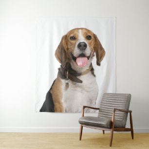 Cute Beagle Canine Photo Tapestry Wandkleed