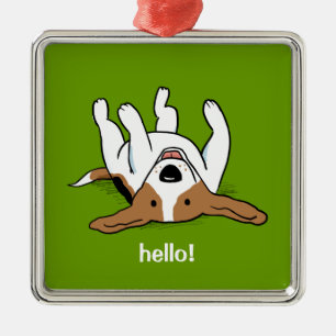 Cute Beagle Cartoon Dog Aangepaste kerstfeestdag Metalen Ornament