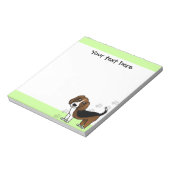 Cute Beagle Cartoon Dog on Green met Paw Prints Notitieblok (Linkerzijde)