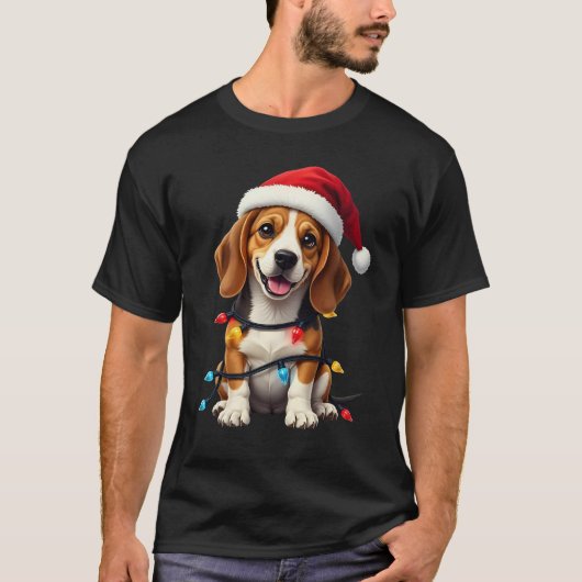 Cute Beagle Christmas Santa Pet Dog Lover  T-shirt (Voorkant)