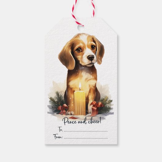 Cute Beagle Dog Cadeaulabel (Achterkant)