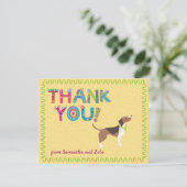 Cute Beagle Dog Colorful Florence Letters Bedankkaart (Staand voorkant)