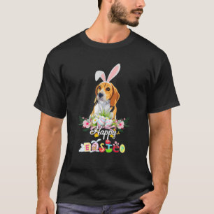 Cute Beagle Dog Easter Bunny Costume Happy Pasen T-shirt