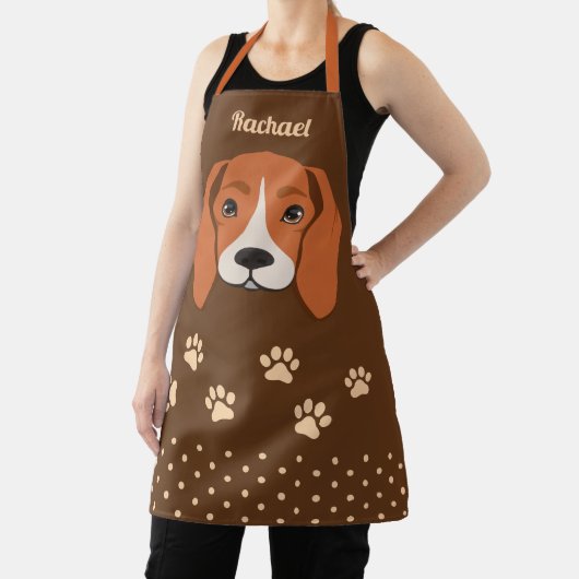 Cute Beagle Dog Face Persoonlijke naam Apron Schort (Insitu)