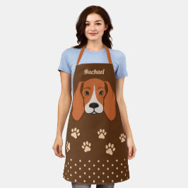 Cute Beagle Dog Face Persoonlijke naam Apron Schort