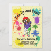 Cute Beagle Dog Fun Art Birthday Invitation Kaart (Voorkant)