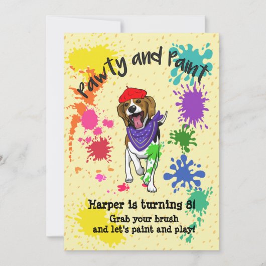 Cute Beagle Dog Fun Art Birthday Invitation Kaart (Voorkant)