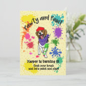 Cute Beagle Dog Fun Art Birthday Invitation Kaart (Staand voorkant)