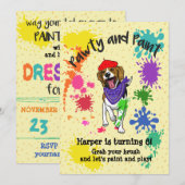 Cute Beagle Dog Fun Art Birthday Invitation Kaart (Voorkant / Achterkant)